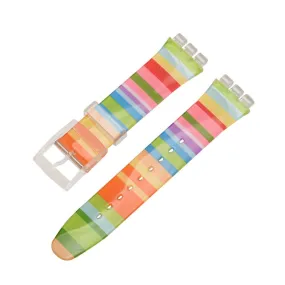 17mm Universal stripe printed silicone watch strap - Rainbow