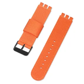 19mm Universal nylon   canvas watch strap in black buckle - Orange