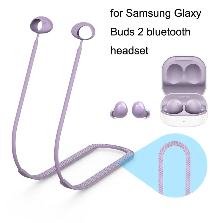 2 PCS Bluetooth Earphone Silicone Anti-Lost Cord For Samsung Glaxy Buds 2(Night Light Taro Purple)