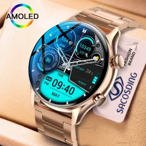 2022 NFC Smartwatch Women AMOLED HD Screen Always Display The Time Bluetooth Call IP68 Waterproof Smart Watch For Samsung Huawei