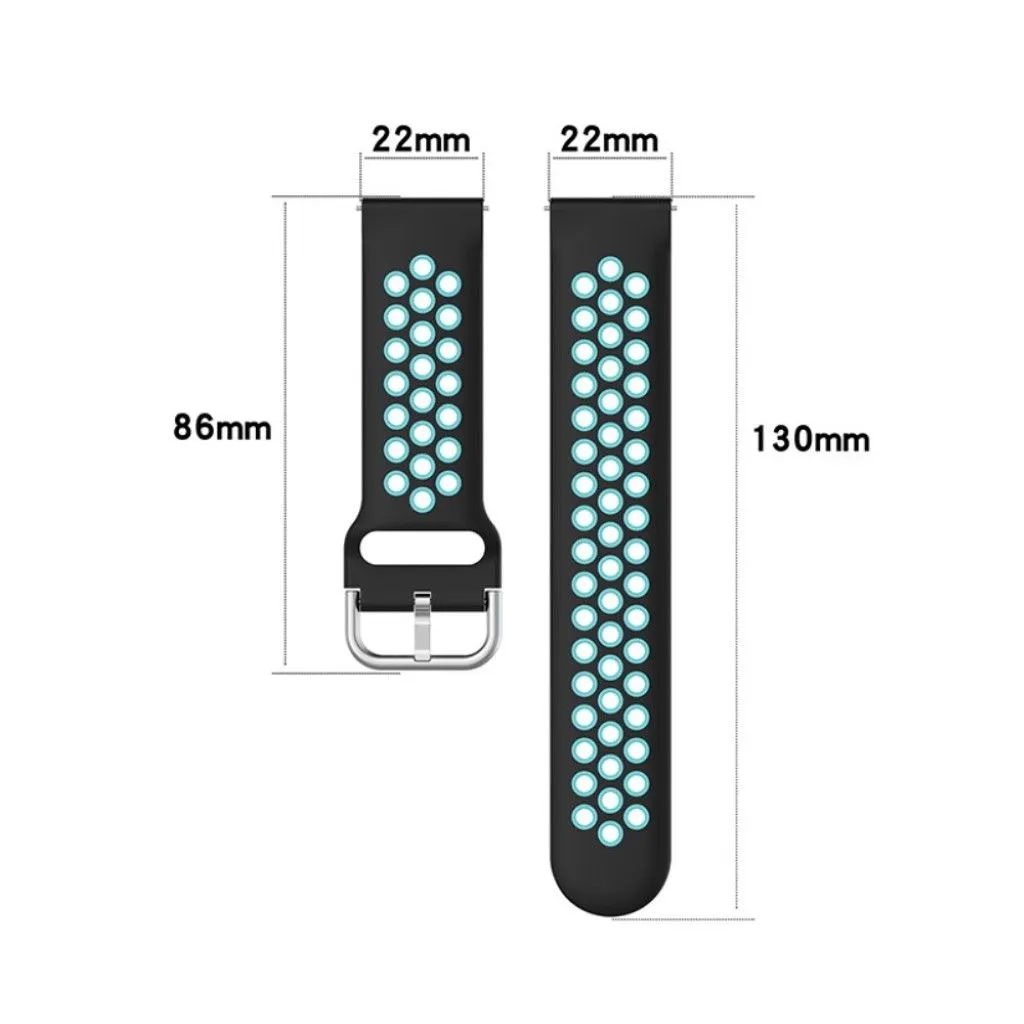 20mm bi-color silicone watch strap for Samsung watch - Grey / Teal