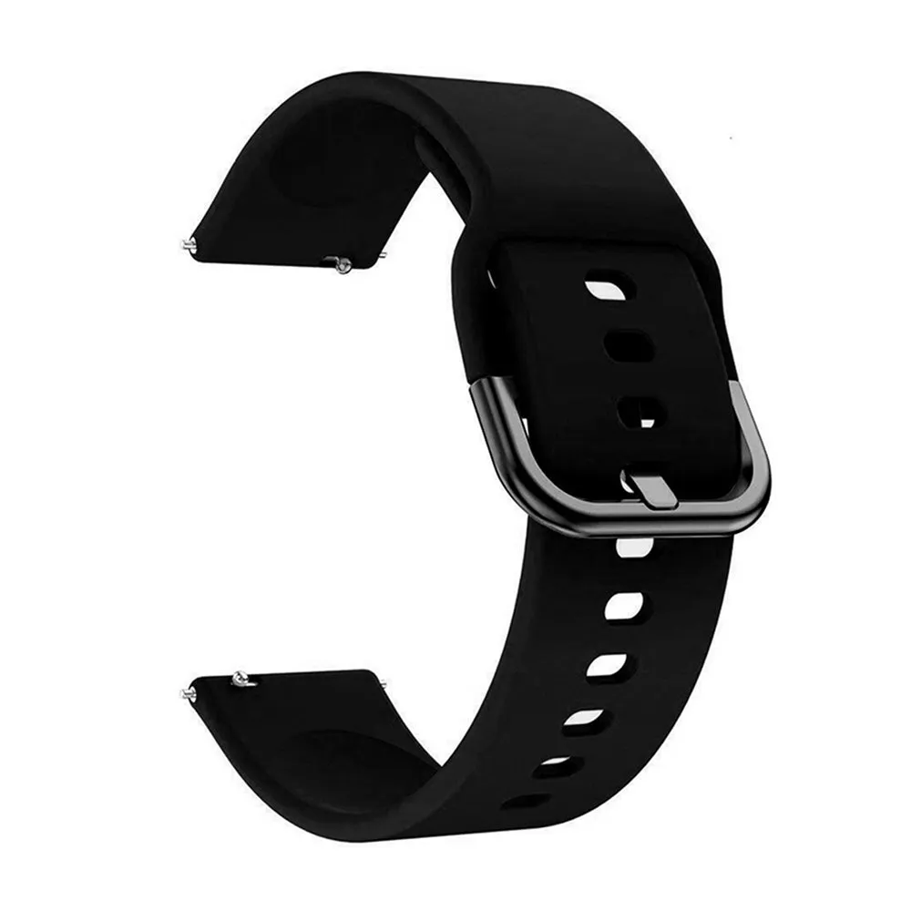 20mm universal Smartwatch Silicone Strap Black-Plain