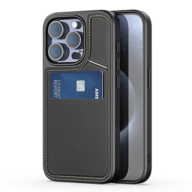 3 in 1 Magnetic Leather Wallet Phone Case With Dual Card Bracket Back Shell For iPhone