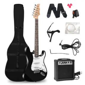 39.5" Full Size Electric Guitar Beginner Starter kit with 10w Amplifier, Black