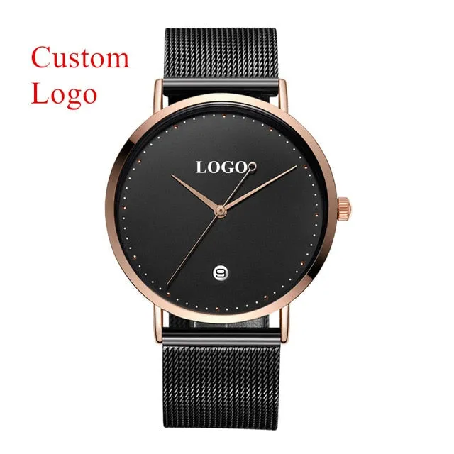 50 pack Brand Your Own Logo Watch Luxury OEM Customized Stainless Steel Mesh Watches