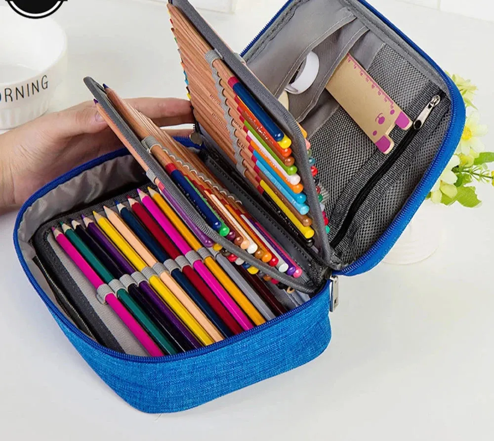 72 Holes Canvas Pencil Case for School Students