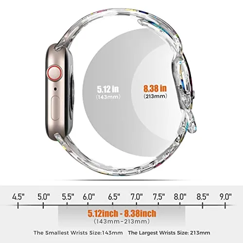 ABELTA Compatible with Apple Watch Band 38mm 40mm 41mm 42mm 44mm 45mm Cute Leopard Band for Women Girls Men, Clear Transparent Printed Sport Band for iWatch SE Series 8 7 6 5 4 3 2 1 (Graffiti Art)