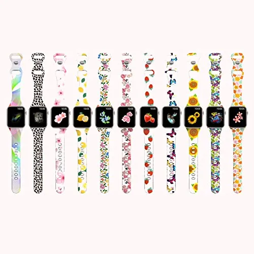 ABELTA Compatible with Apple Watch Band 38mm 40mm 41mm 42mm 44mm 45mm Cute Leopard Band for Women Girls Men, Clear Transparent Printed Sport Band for iWatch SE Series 8 7 6 5 4 3 2 1 (Graffiti Art)