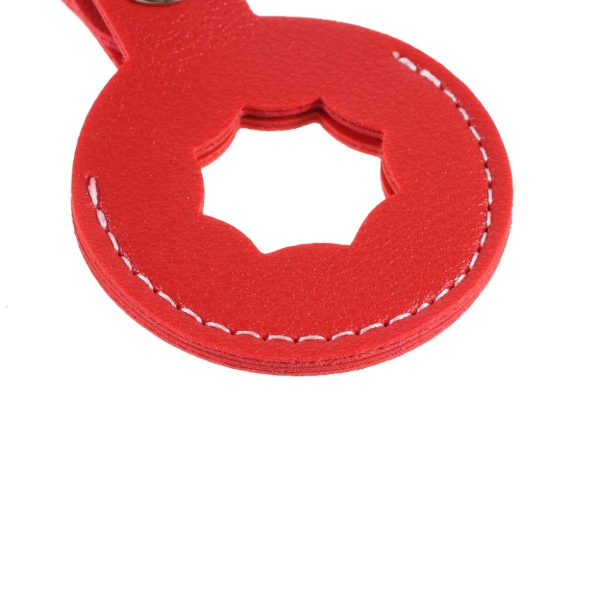 AirTags octagon design leather cover with keyring - Red