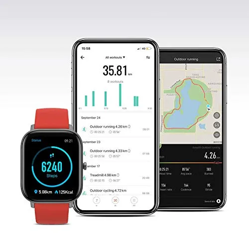 Amazfit GTS Fitness Smartwatch with Heart Rate Monitor, 14-Day Battery Life, Music Control, 1.65" Display, Sleep and Swim Tracking, GPS, Water Resistant, Smart Notifications, Vermillion Orange