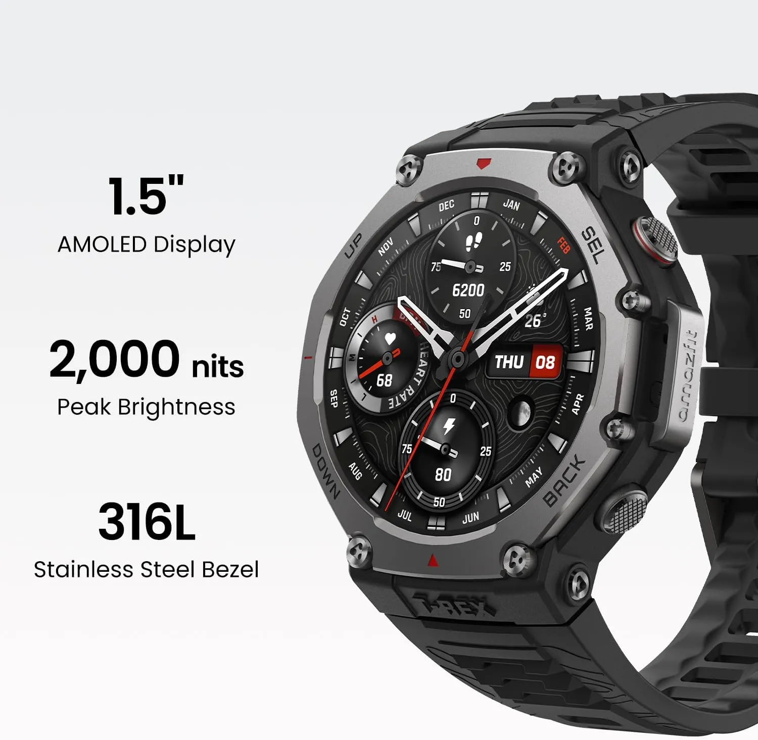 Amazfit T-Rex 3 Outdoor Smartwatch - 48mm AMOLED, GPS, 27-Day Battery, NFC, 170 Sports Modes, 45m Waterproof