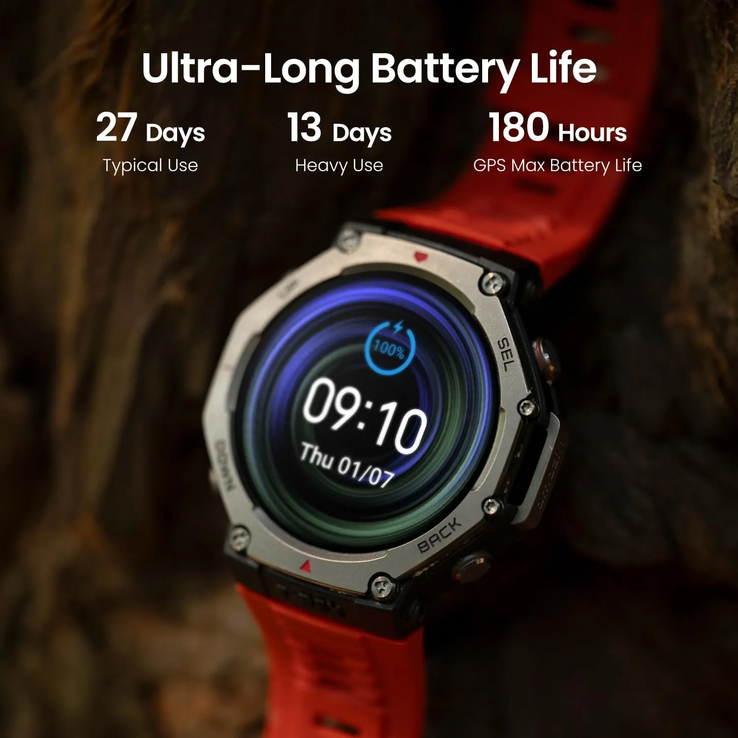 Amazfit T-Rex 3 Outdoor Smartwatch - 48mm AMOLED, GPS, 27-Day Battery, NFC, 170 Sports Modes, 45m Waterproof