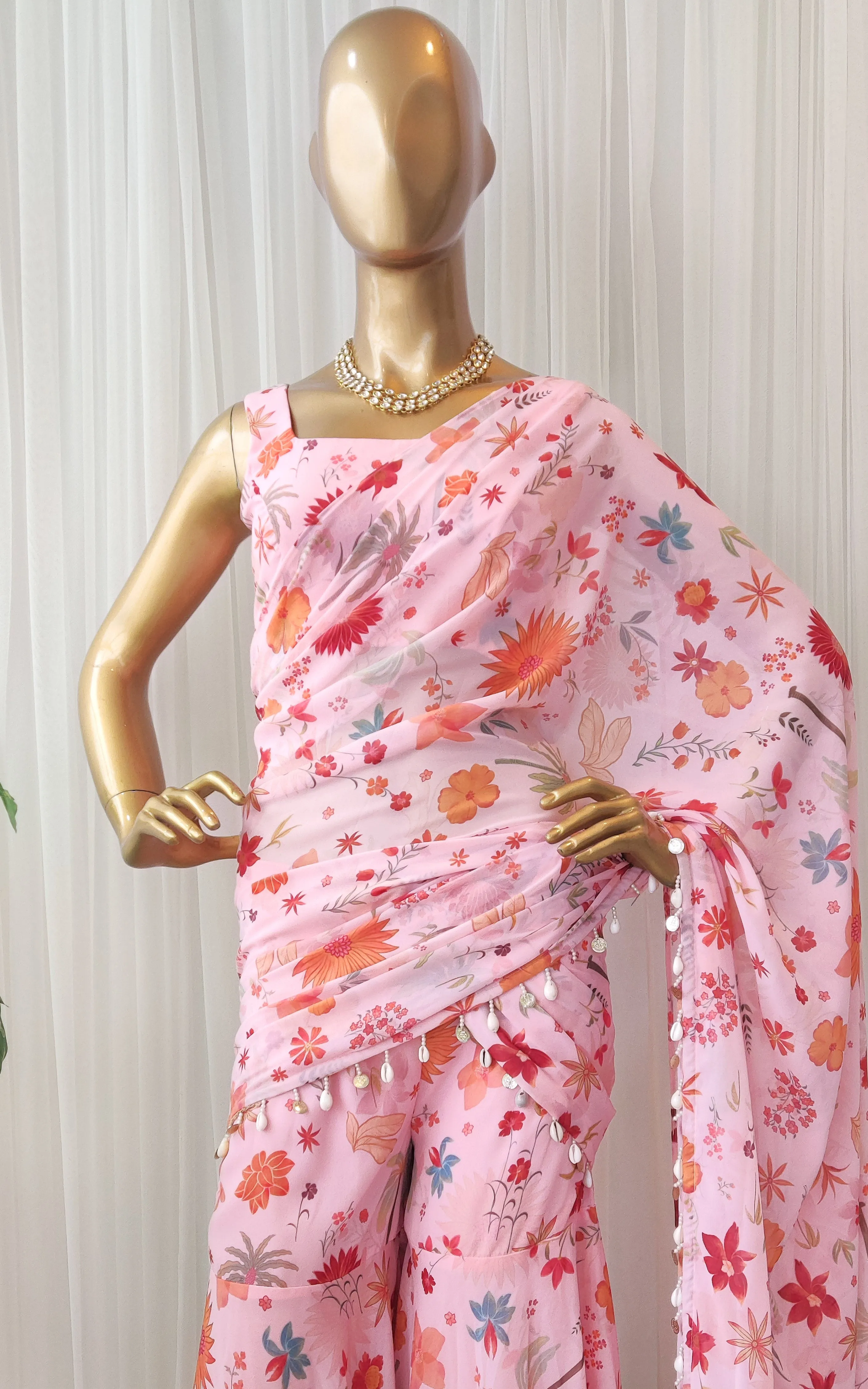 Ankita Arora Pink Tropical Print  Sharara Saree