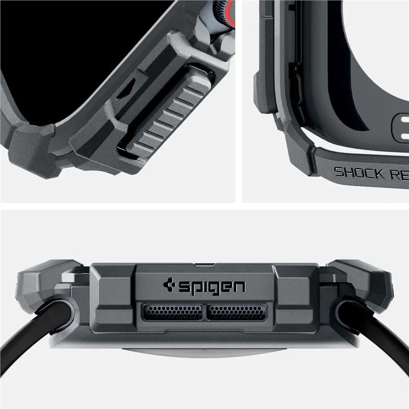 Apple Watch 10 (46mm) Spigen Rugged Armor Cover - Fleksibelt Plastik - Mørkegrå