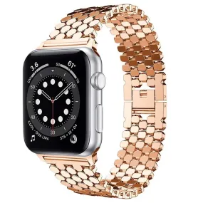 Apple Watch 41mm / 40mm / 38mm | Fish-Scale Pattern Metal Bands |Rose Gold