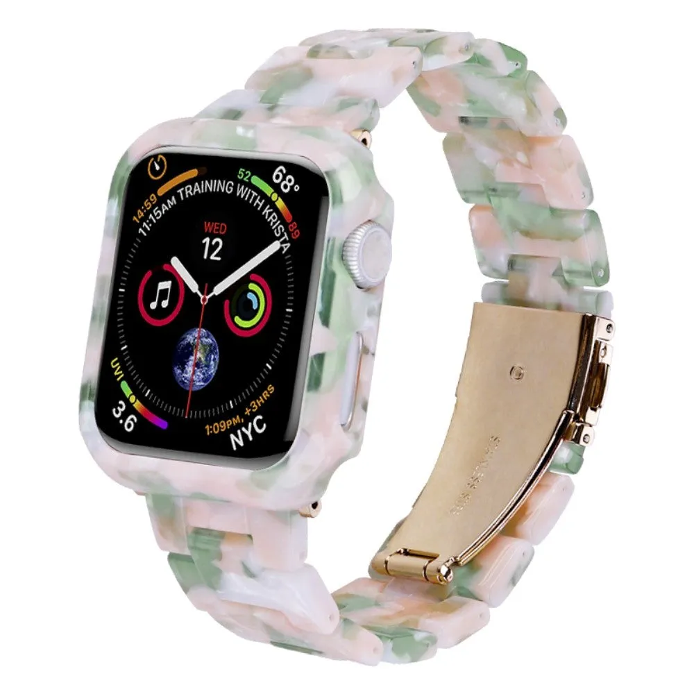 Apple Watch 9/8/7 (45mm) Harpiks Rem & Cover - Pink / Grøn