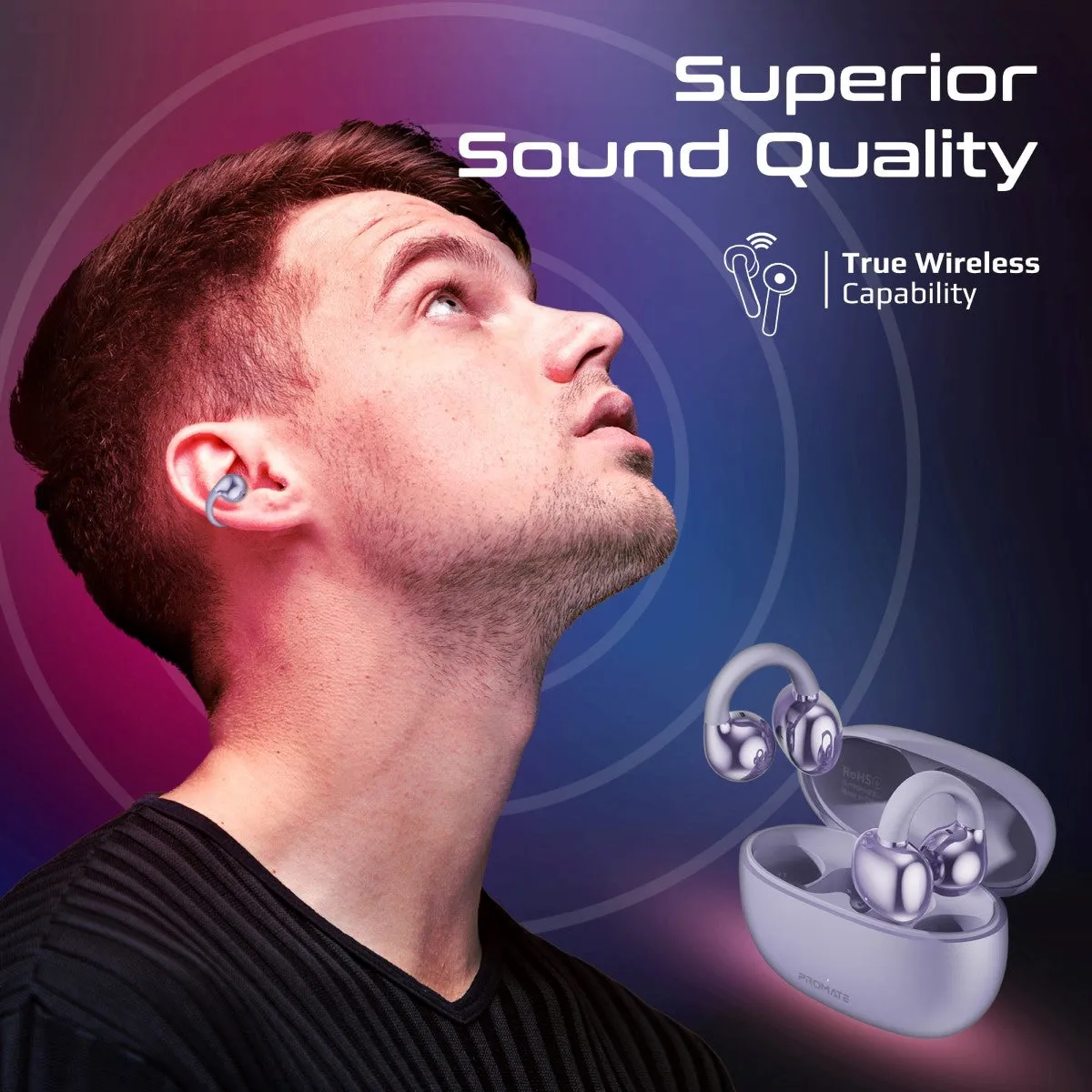 AudioFit™ Open Ear Clip On TWS Earbuds w/ IntelliTouch