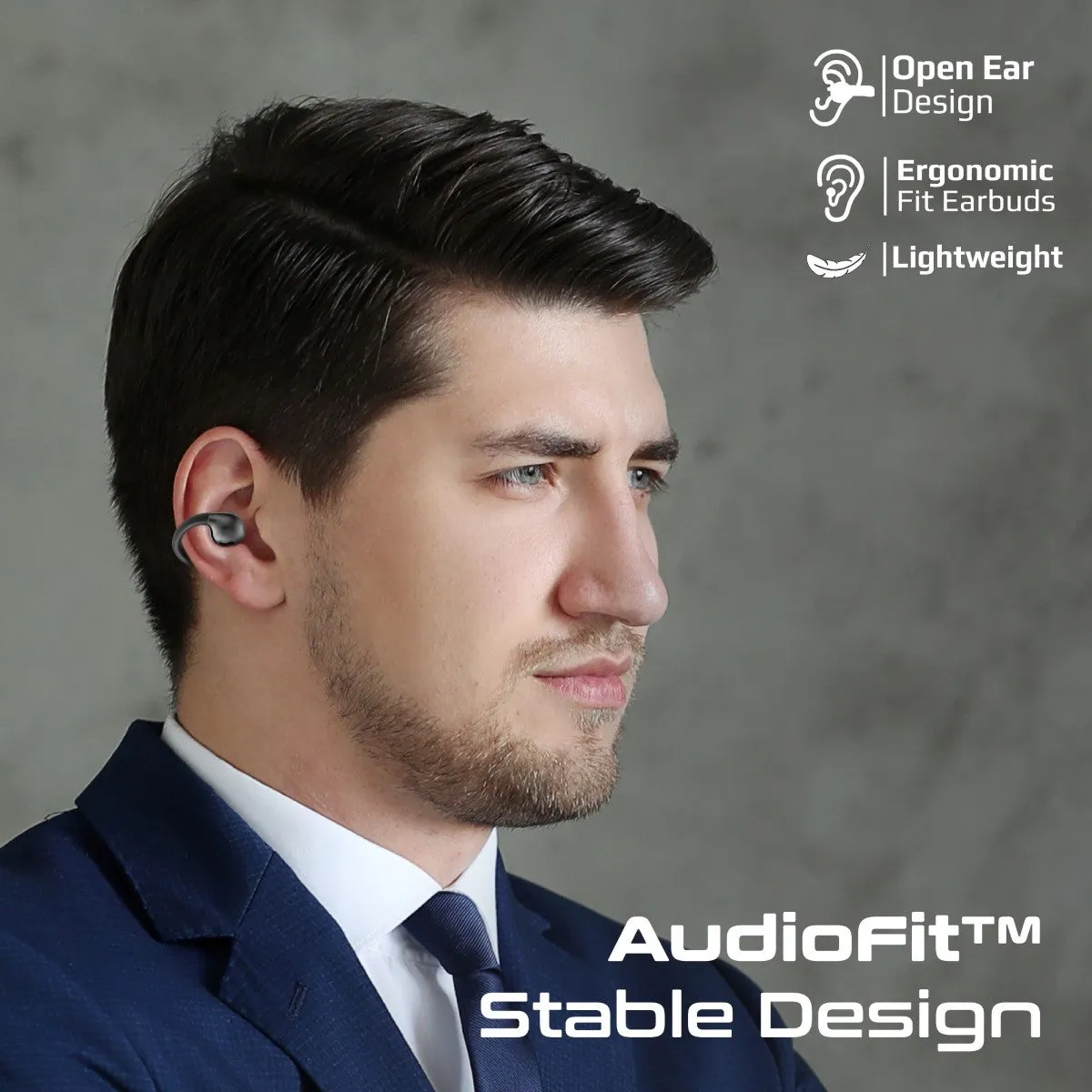 AudioFit™ Open Ear Clip On TWS Earbuds w/ IntelliTouch