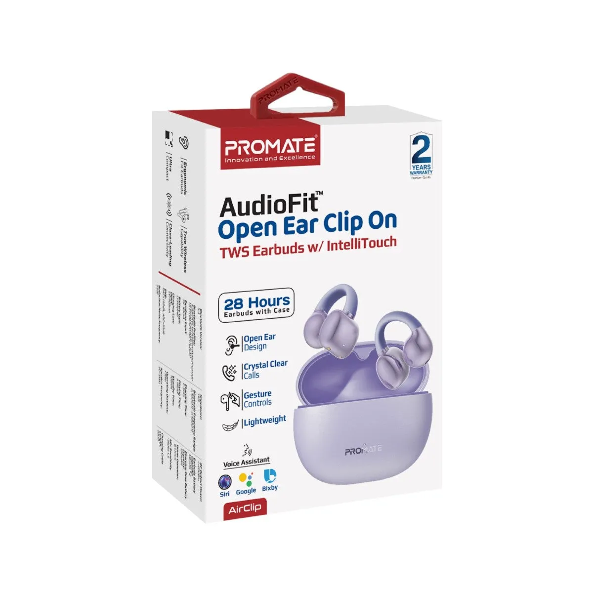 AudioFit™ Open Ear Clip On TWS Earbuds w/ IntelliTouch