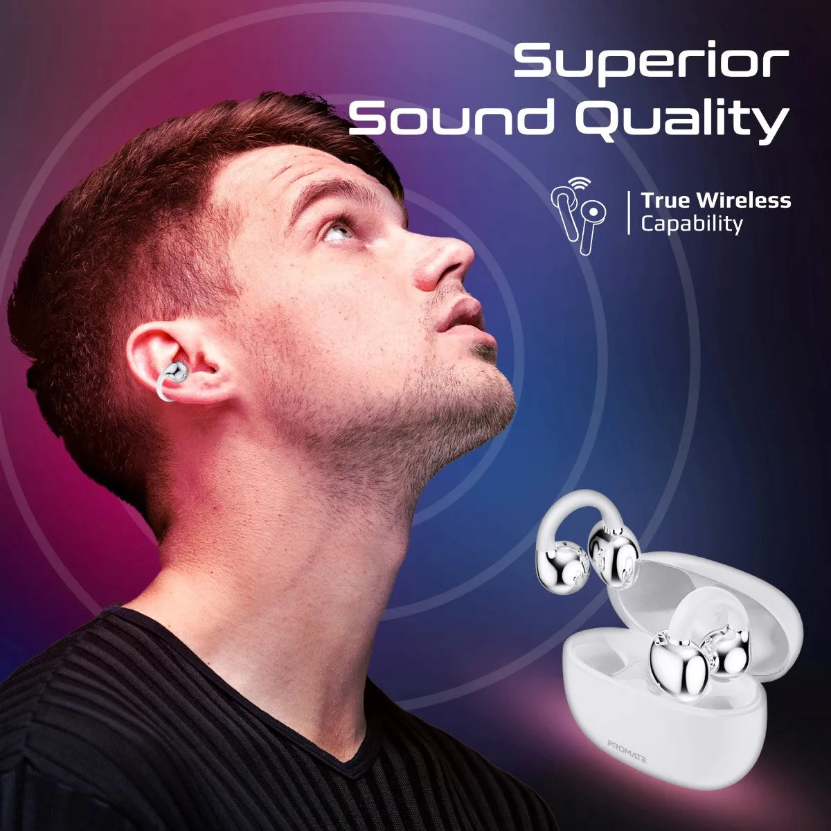 AudioFit™ Open Ear Clip On TWS Earbuds w/ IntelliTouch