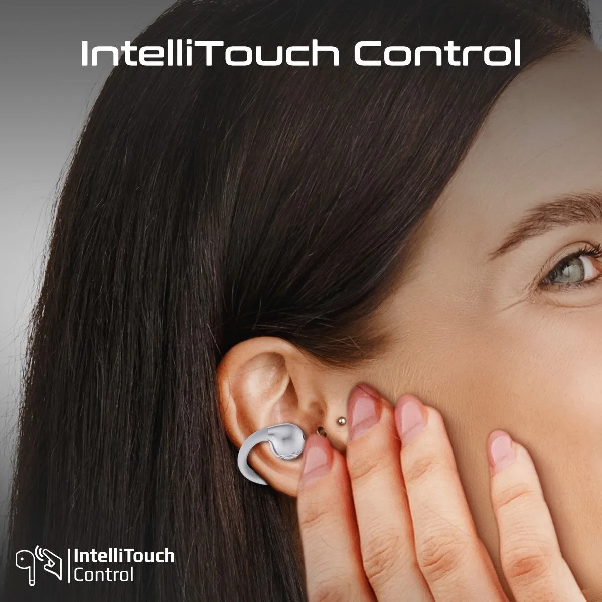 AudioFit™ Open Ear Clip On TWS Earbuds w/ IntelliTouch