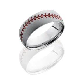 Baseball Design Red Stitch Pattern Band Cobalt Chrome 8mm