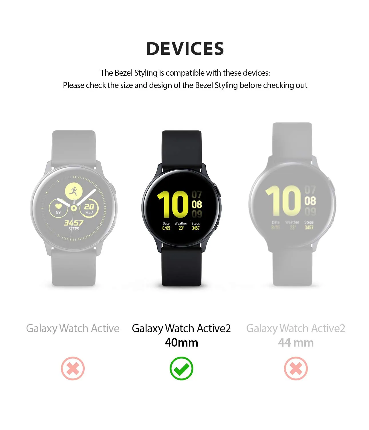 Bezel Styling Cover for Galaxy Watch Active 2 40mm (2019)  [Stainless Steel]