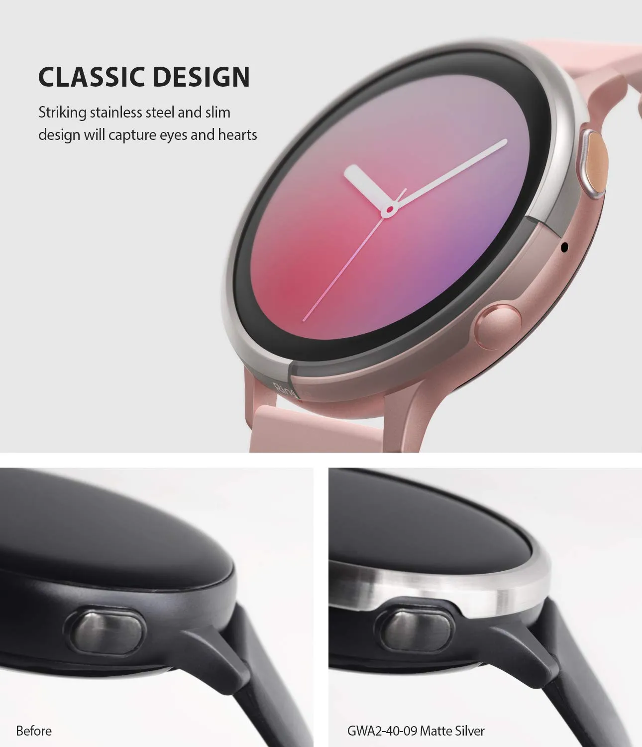 Bezel Styling Cover for Galaxy Watch Active 2 40mm (2019)  [Stainless Steel]