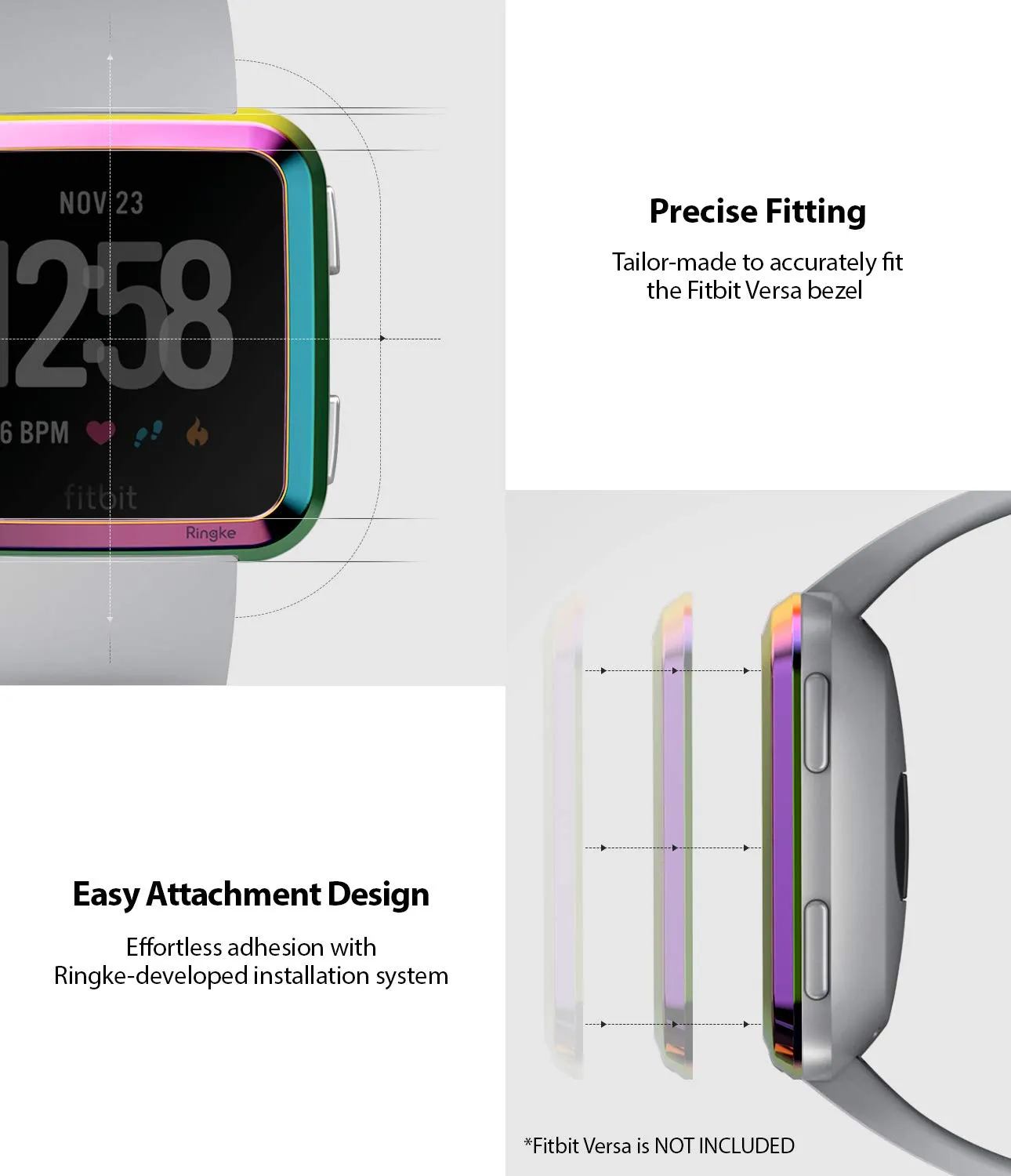 Bezel Styling Designed for Fitbit Versa - [Stainless Steel]