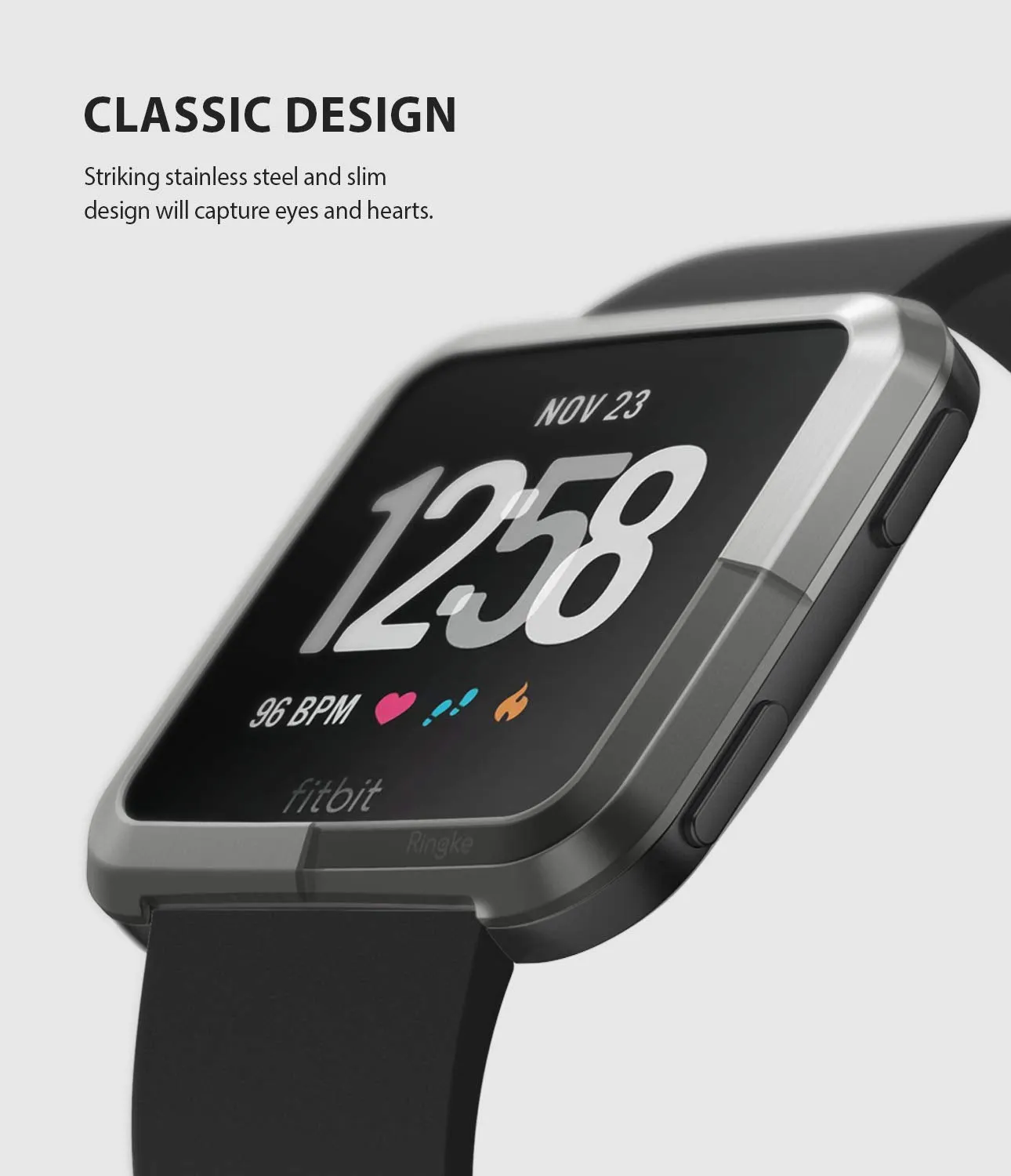 Bezel Styling Designed for Fitbit Versa - [Stainless Steel]