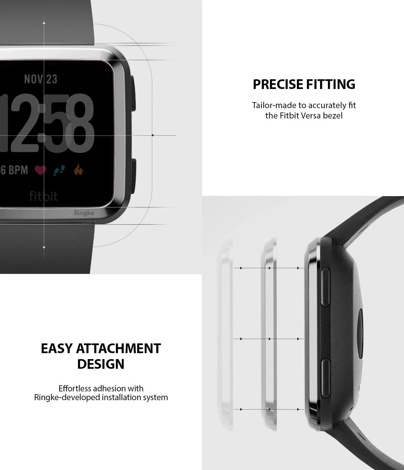 Bezel Styling Designed for Fitbit Versa - [Stainless Steel]