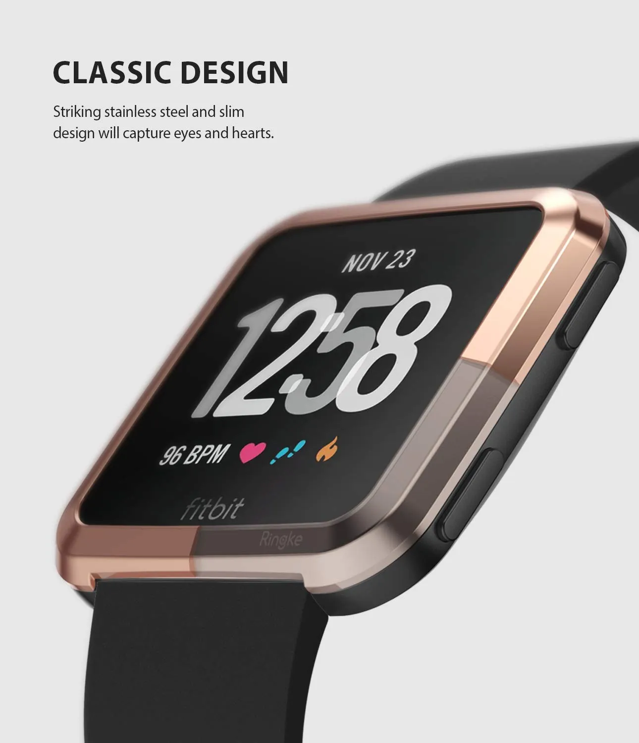 Bezel Styling Designed for Fitbit Versa - [Stainless Steel]