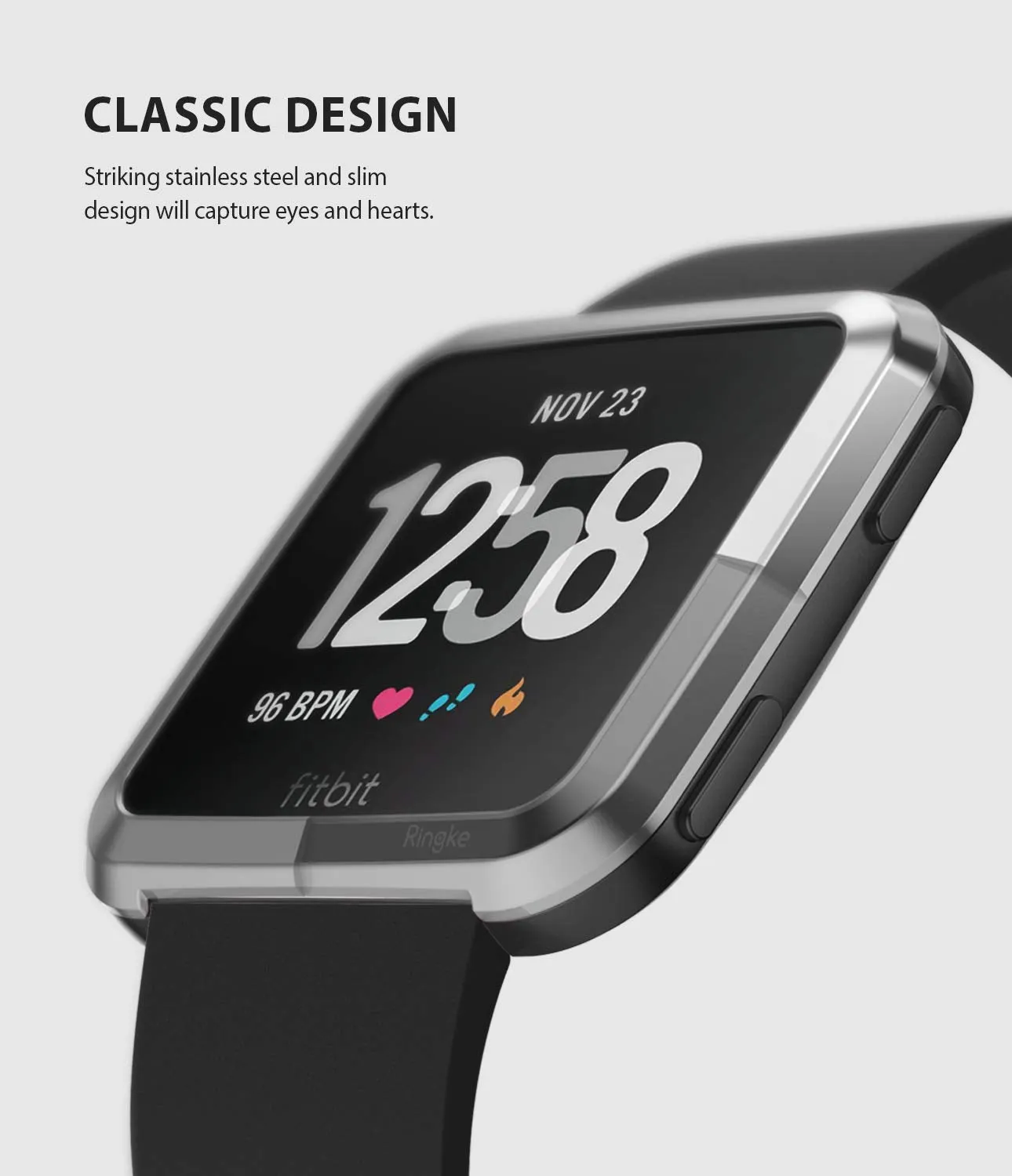 Bezel Styling Designed for Fitbit Versa - [Stainless Steel]