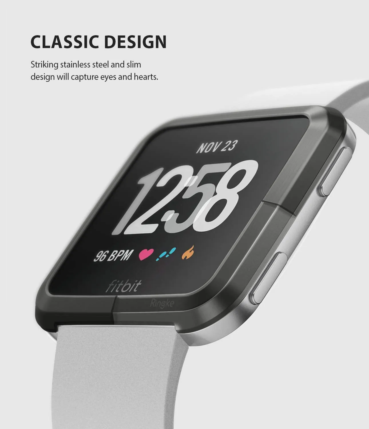 Bezel Styling Designed for Fitbit Versa - [Stainless Steel]