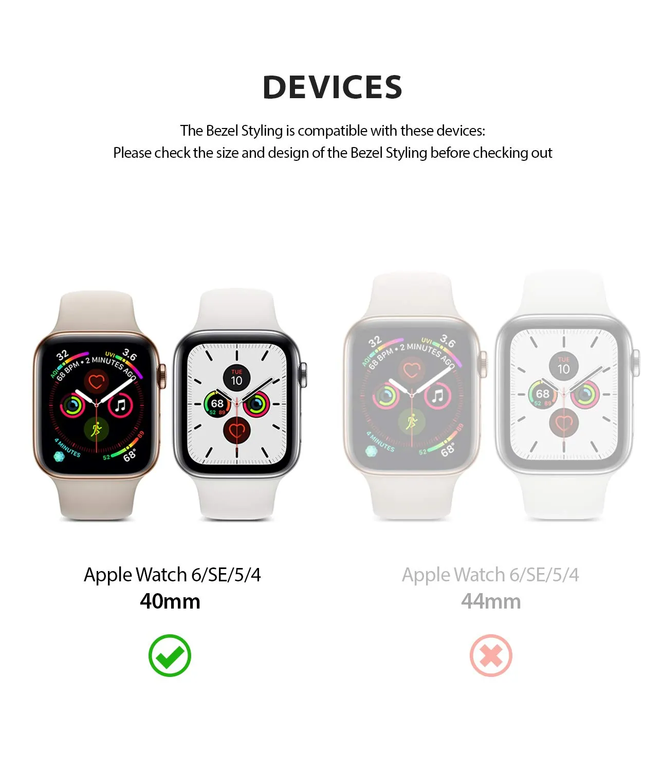 Bezel Styling for Apple Watch 40mm for Series 4 (2018) (AW4-40-01) -  [Stainless Steel] Glossy Silver