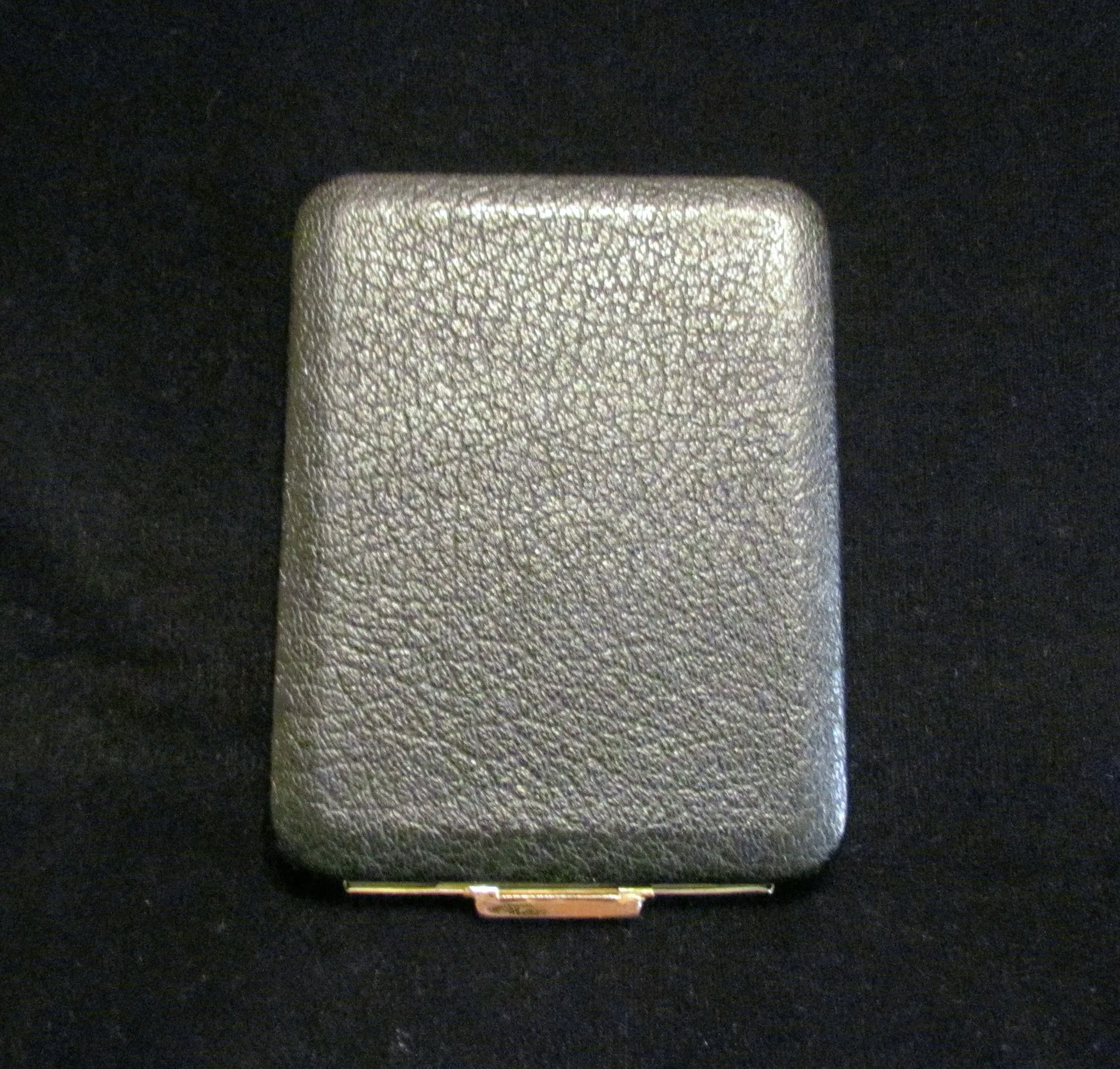 Black Leather Cigarette Case Gold Plated 1948 Rogers Lin Bren Cigarette Case Business Card Case Credit Card Holder