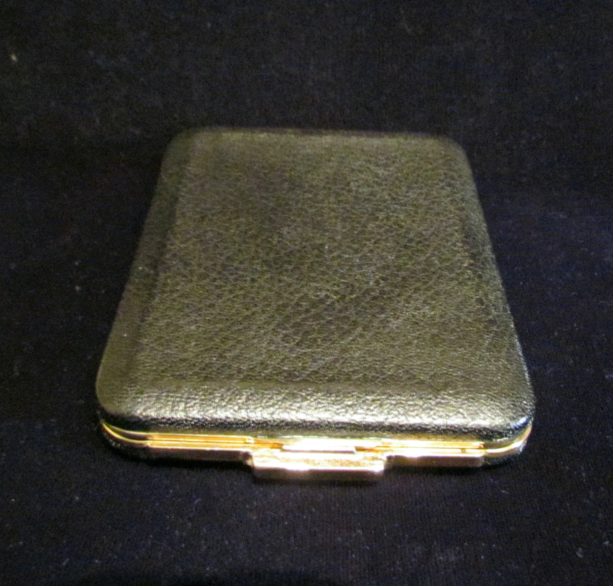 Black Leather Cigarette Case Gold Plated 1948 Rogers Lin Bren Cigarette Case Business Card Case Credit Card Holder