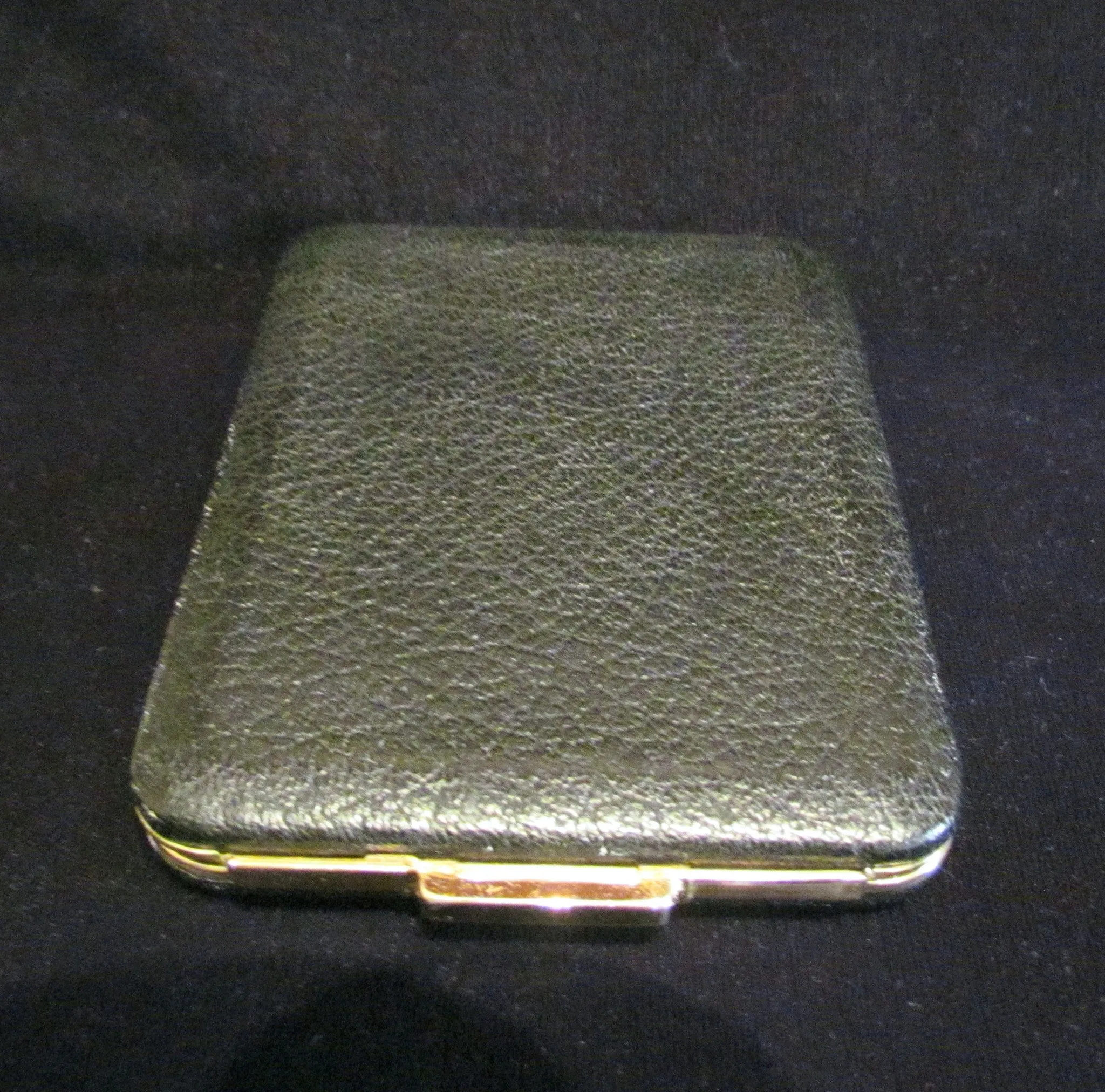 Black Leather Cigarette Case Gold Plated 1948 Rogers Lin Bren Cigarette Case Business Card Case Credit Card Holder