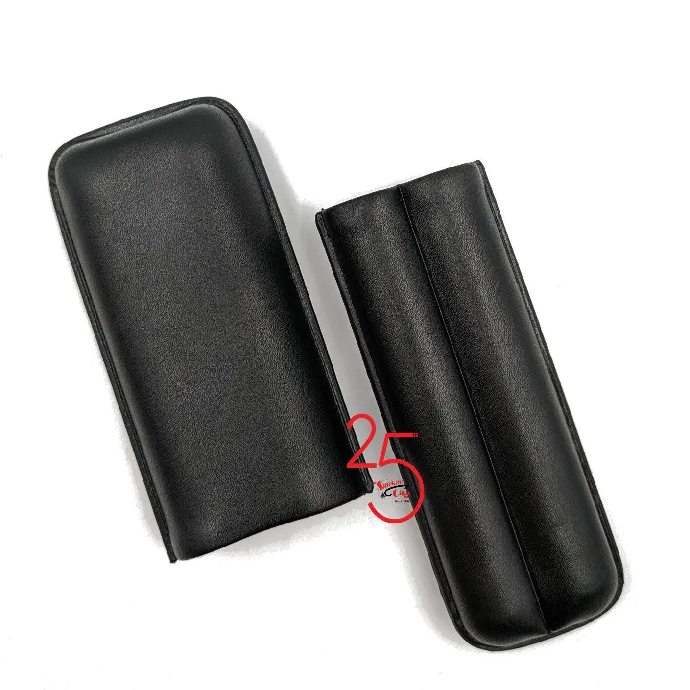 Black Leather Two Finger 60 Ring Cigar Case.