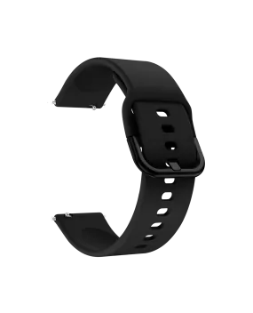 Black Silicone Buckle WatchBand for Samsung/OnePlus/Fitbit Smartwatches (20mm)