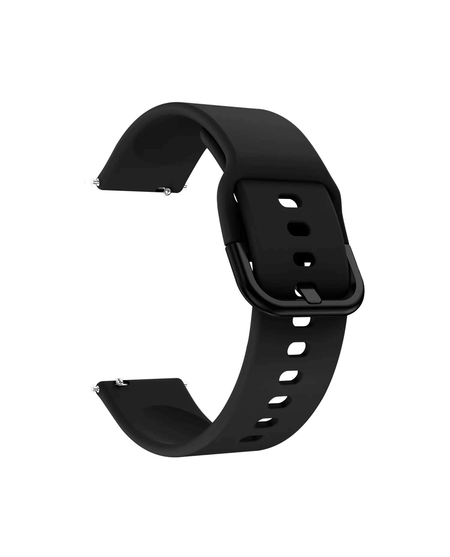 Black Silicone Buckle WatchBand for Samsung/OnePlus/Fitbit Smartwatches (20mm)