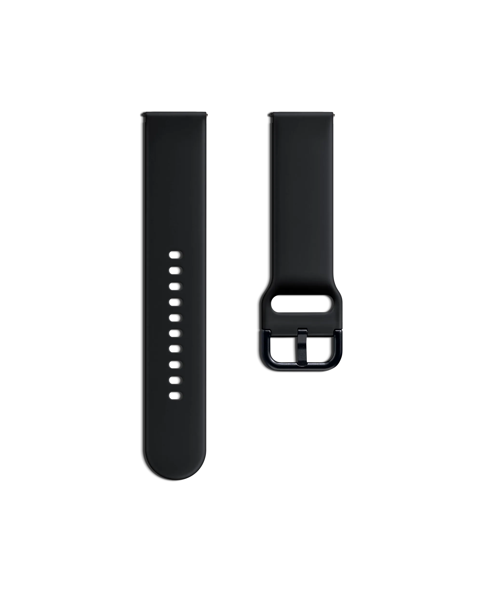 Black Silicone Buckle WatchBand for Samsung/OnePlus/Fitbit Smartwatches (20mm)