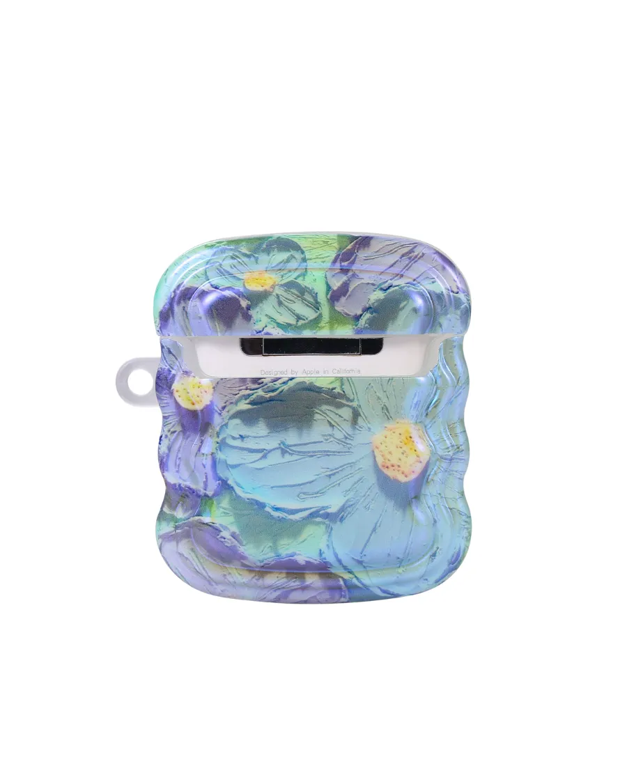 Blue Floral Wavy AirPods Case