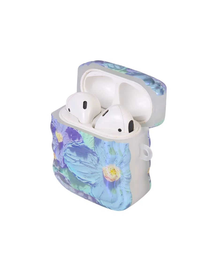 Blue Floral Wavy AirPods Case