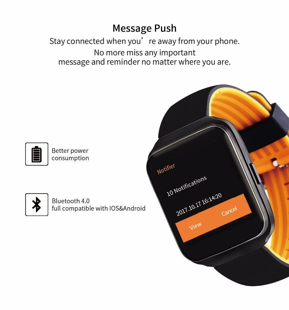 Bluetooth Sports Smartwatch Heart Rate Blood Pressure Monitor Smart Band for Android IOS