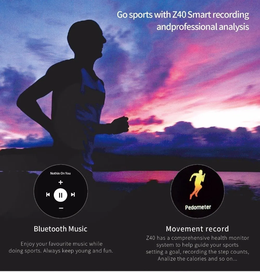 Bluetooth Sports Smartwatch Heart Rate Blood Pressure Monitor Smart Band for Android IOS