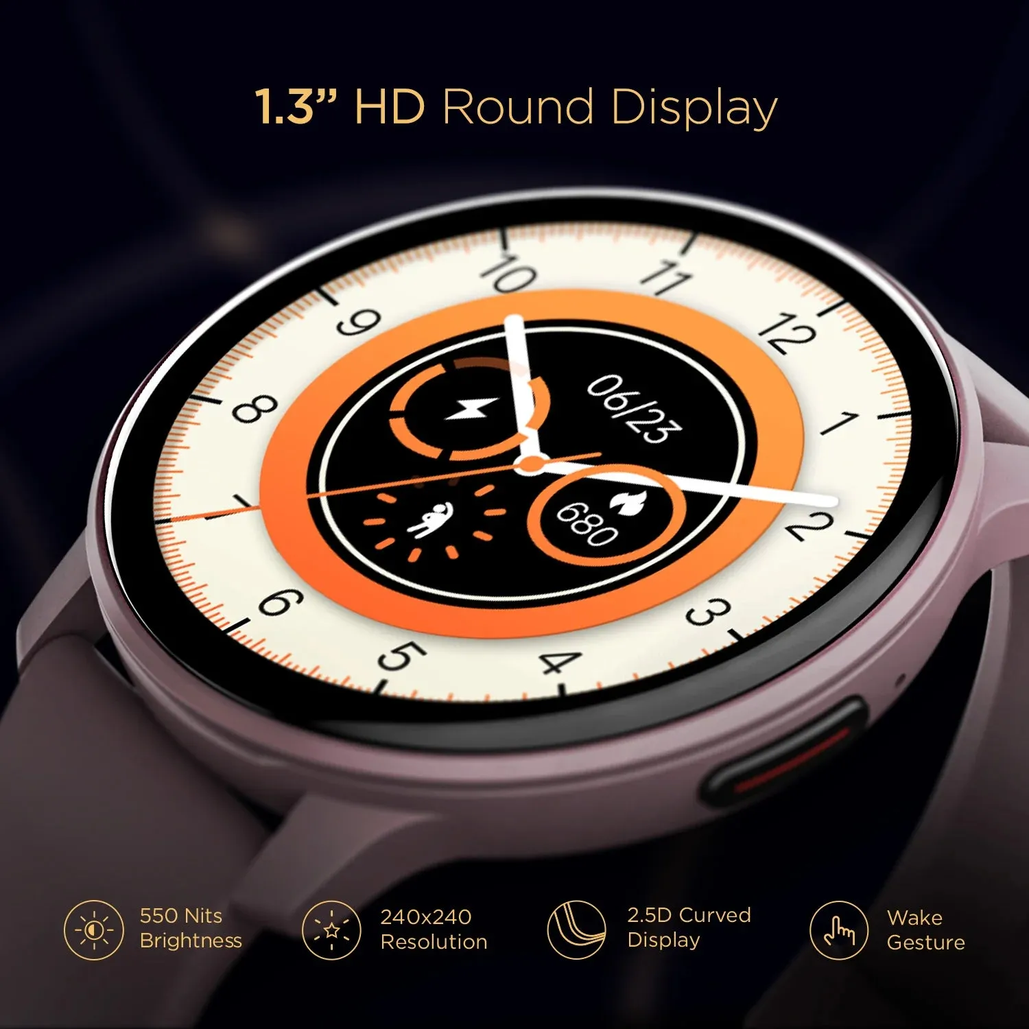 boAt Lunar Call Smartwatch with Bluetooth Calling (32.5mm HD Display, IP68 Splash Resistant,