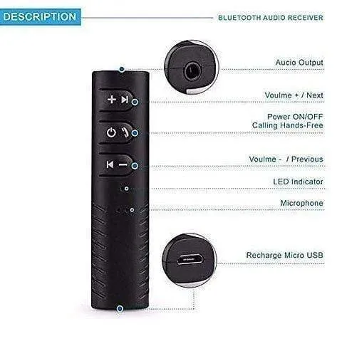 BT-450 Bluetooth 3.5mm Jack Stereo Audio Music Receiver with Microphone for Hands-Free Calling for All Smartphones