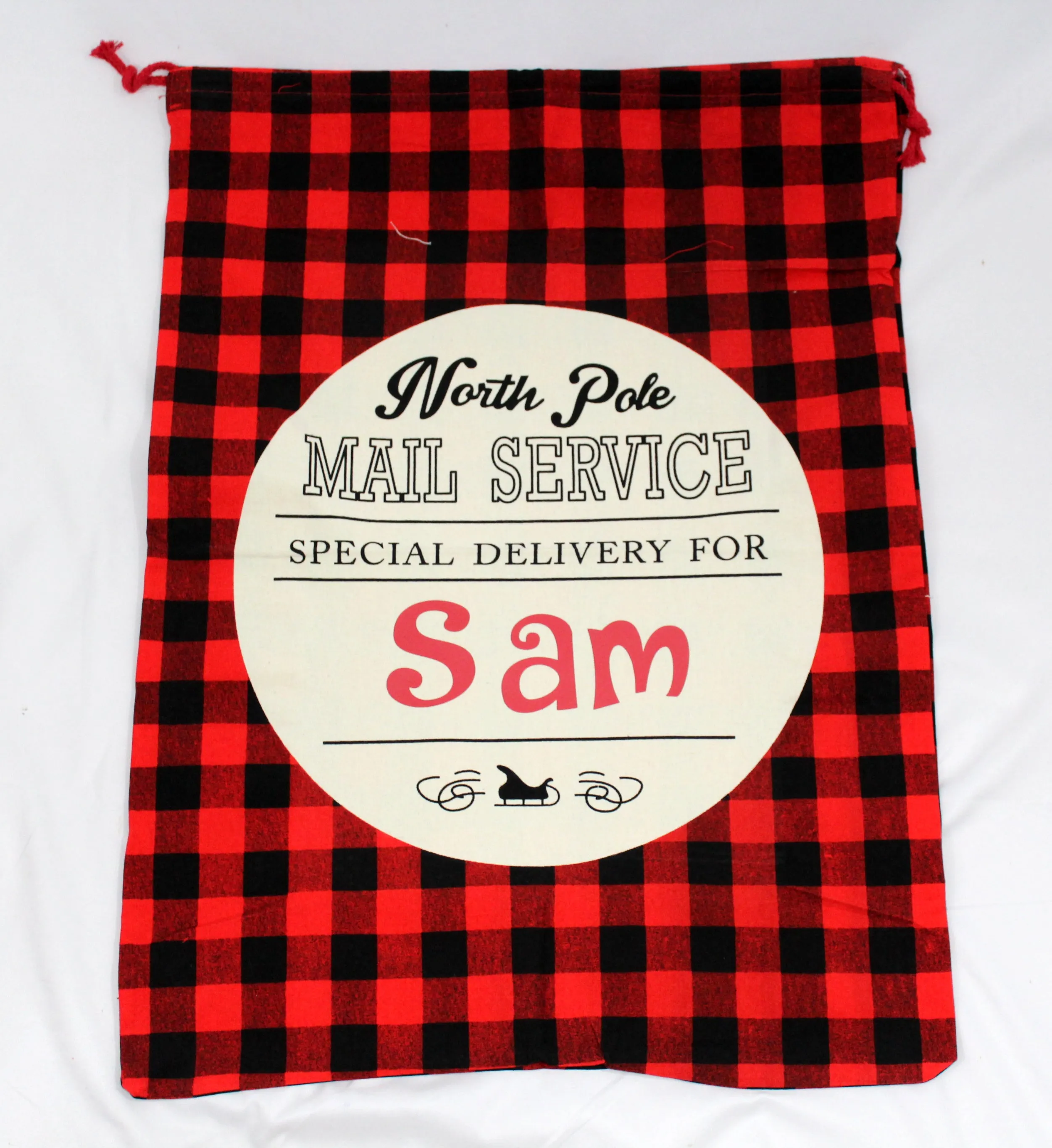 Buffalo Plaid Santa Sack Personalized - Christmas Bags for Gifts - Jumbo Santa Bag - Oversized Santa Sack - Personalized Christmas Bag