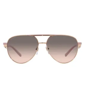 Bvlgari Women Grey Shaded Pink Aviator Sunglasses